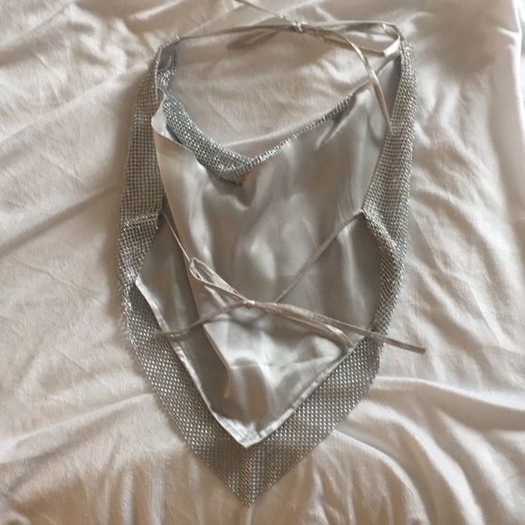 Silver diamanté chain mail top - Picture 5 of 5